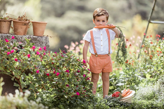Conjunto camisa blanca y short naranja "Corales" - PARDALETS