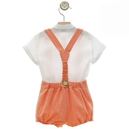 Conjunto camisa blanca y short naranja "Corales" - PARDALETS