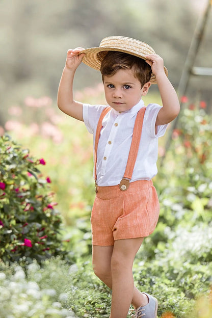 Conjunto camisa blanca y short naranja "Corales" - PARDALETS
