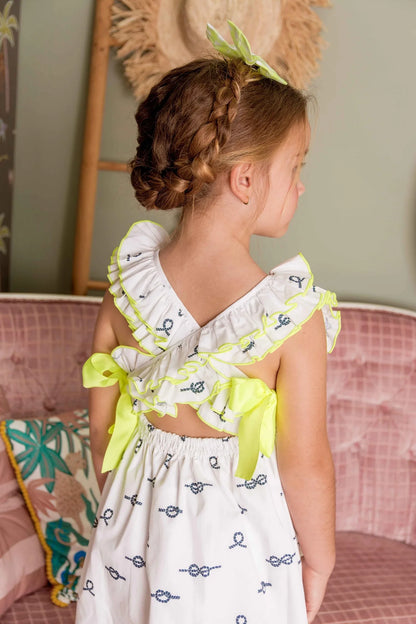 Vestido nudos marineros y lazos fluor amarillo - PARDALETS