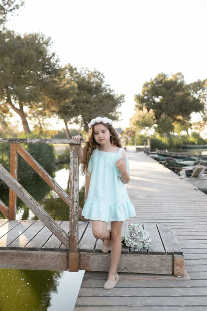 Vestido lino verde agua - PARDALETS