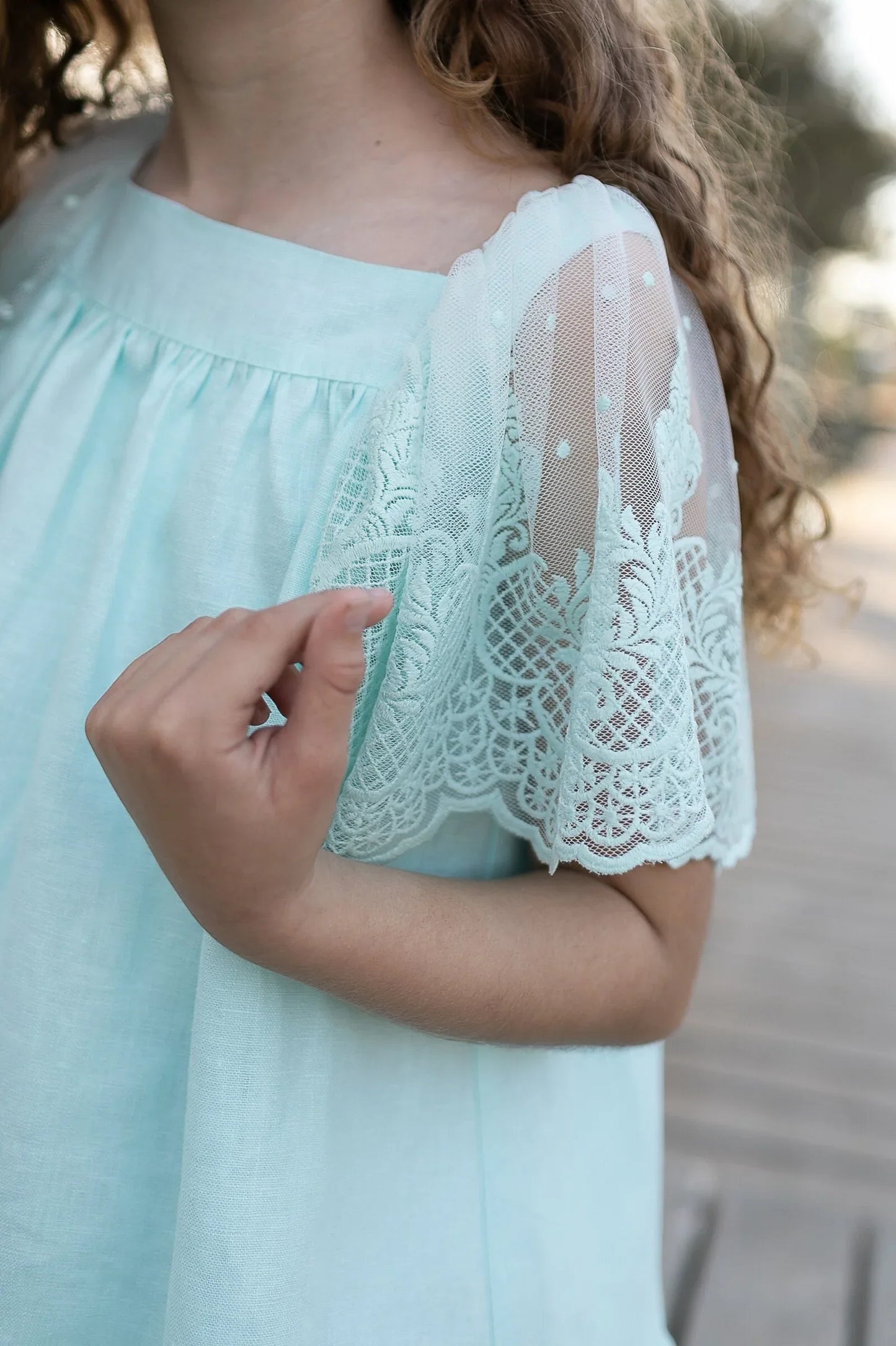 Vestido lino verde agua - PARDALETS