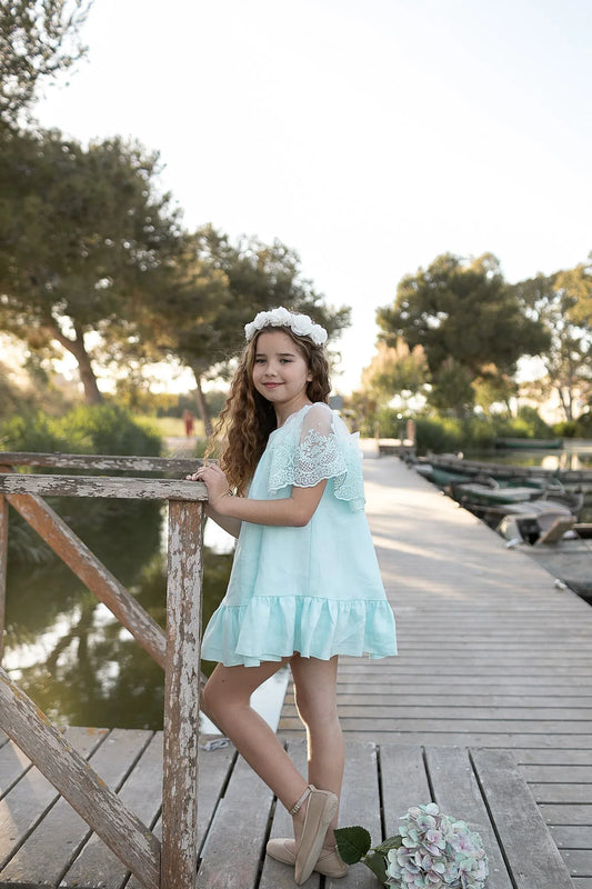 Vestido lino verde agua - PARDALETS