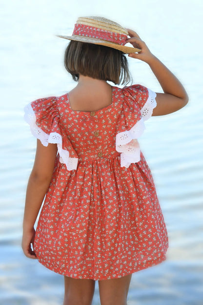 Vestido liberty rojo con bolsillos - PARDALETS