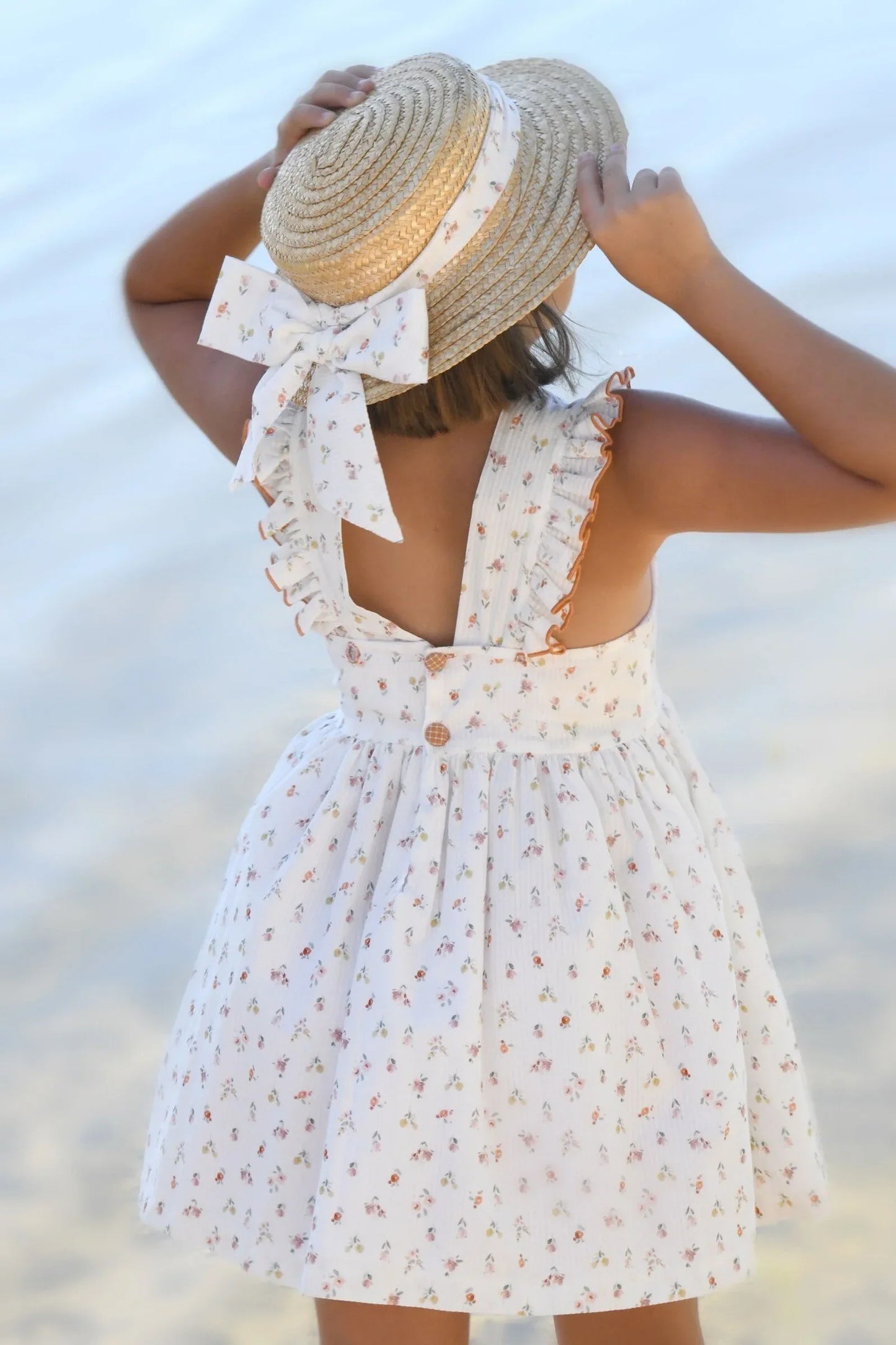 Vestido florecitas rosas y tostadas - PARDALETS