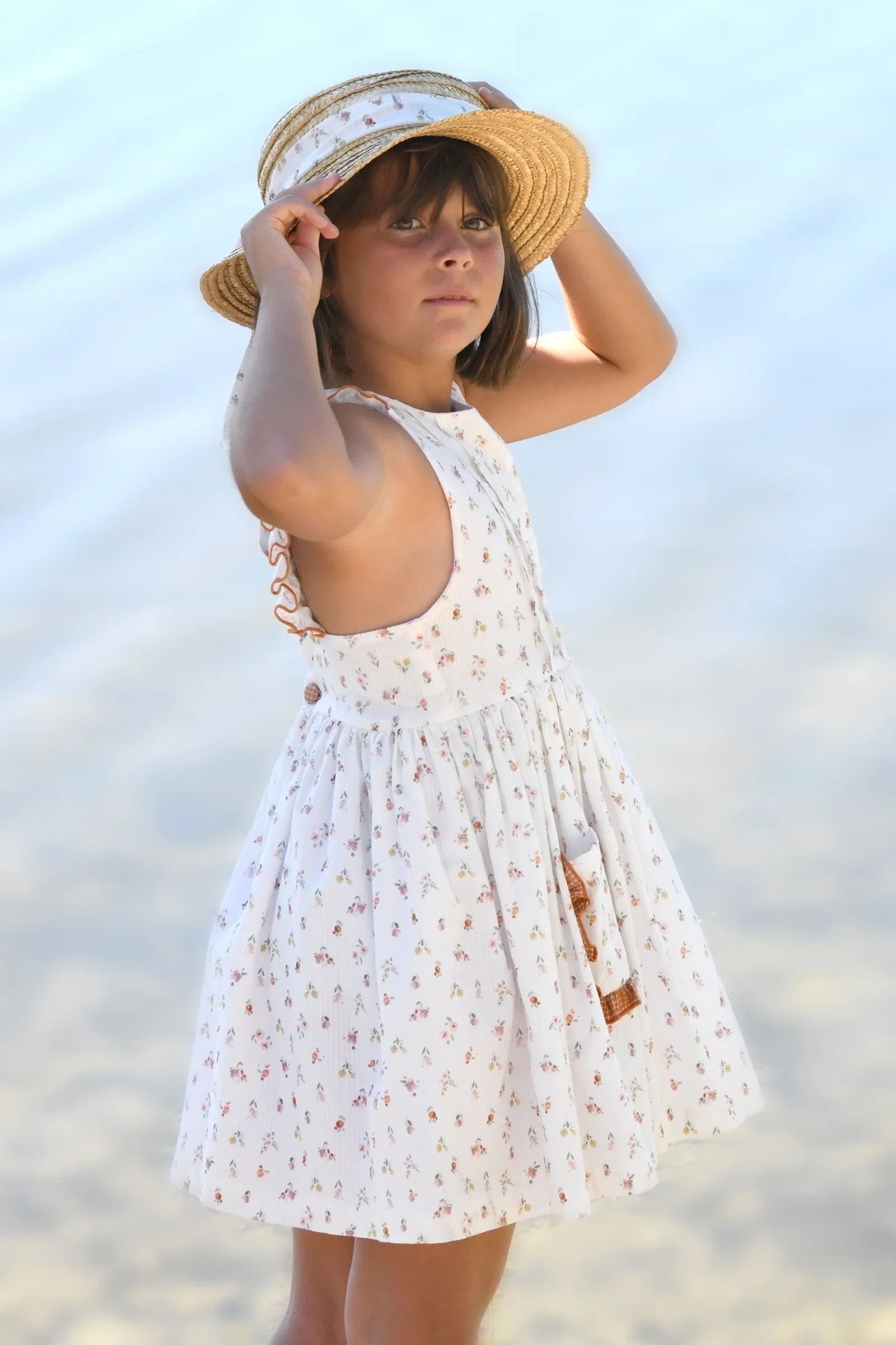 Vestido florecitas rosas y tostadas - PARDALETS