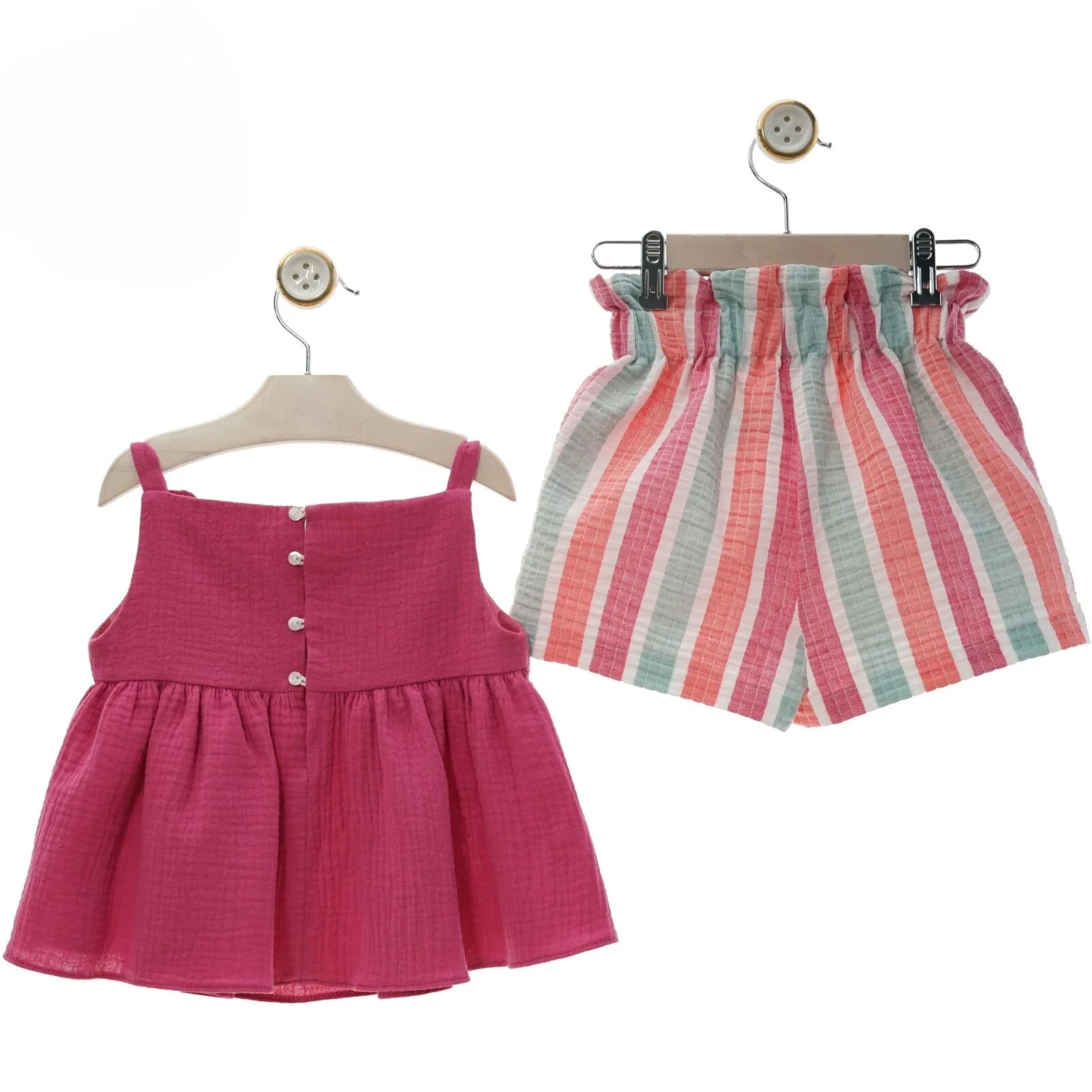 Conjunto blusa fresa y short multicolor "Caracola" - PARDALETS