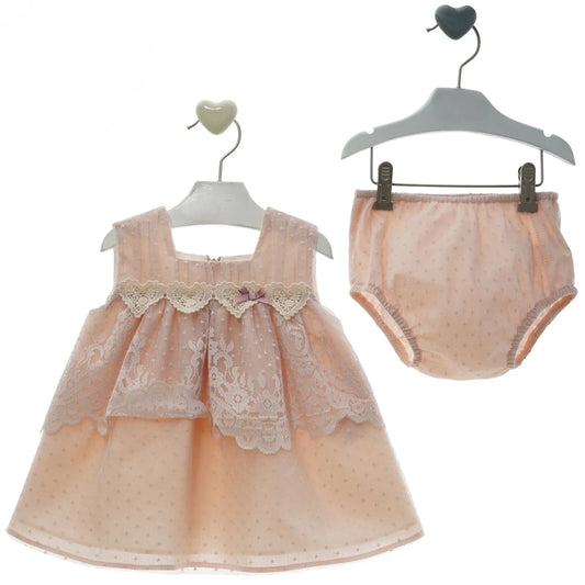 Vestido con braguita tul rosa empolvado "Dafne" - PARDALETS