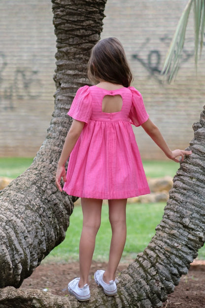 Vestido fucsia con mangas - PARDALETS