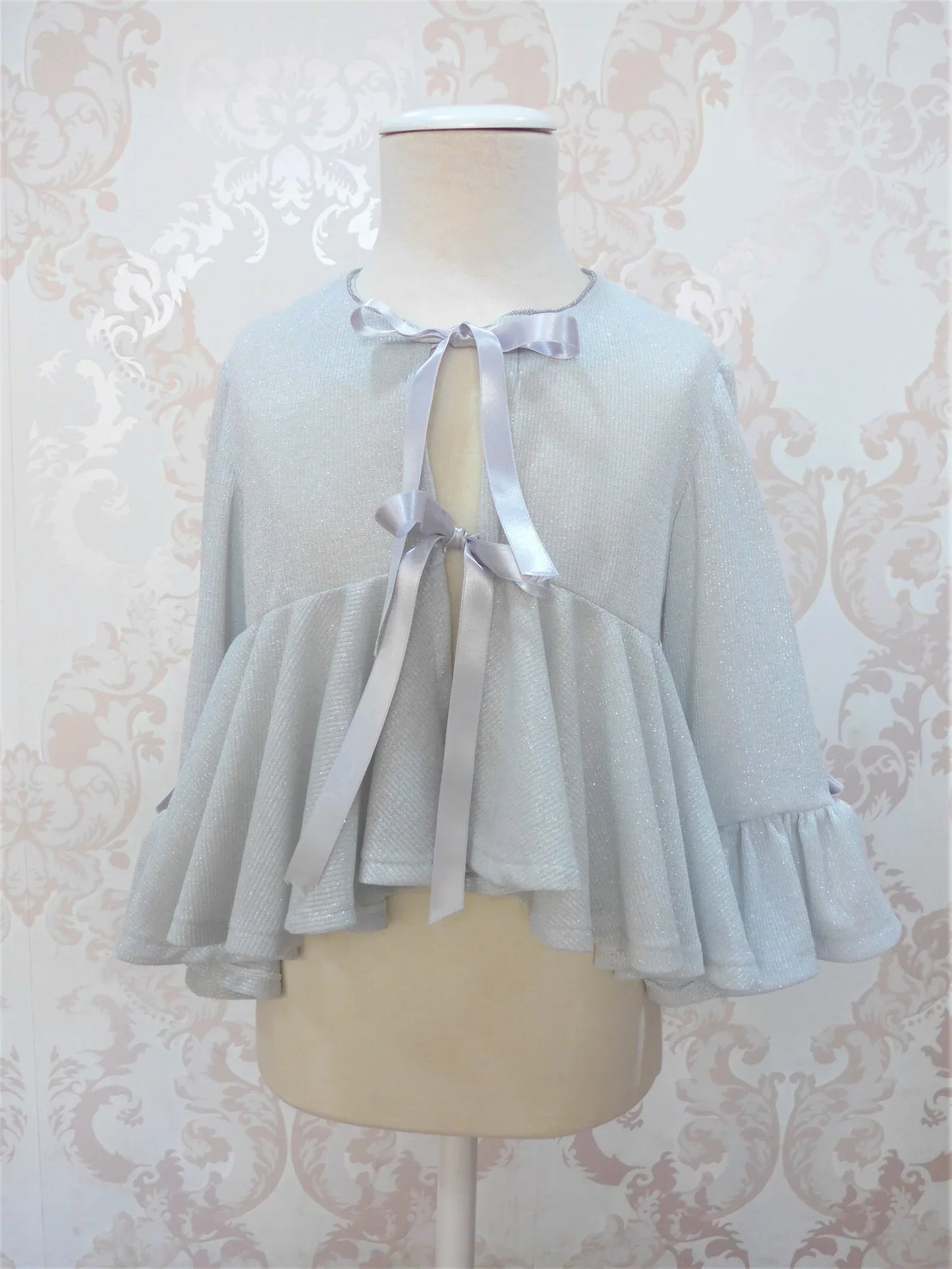 Chaqueta punto gris lurex con lazo - PARDALETS