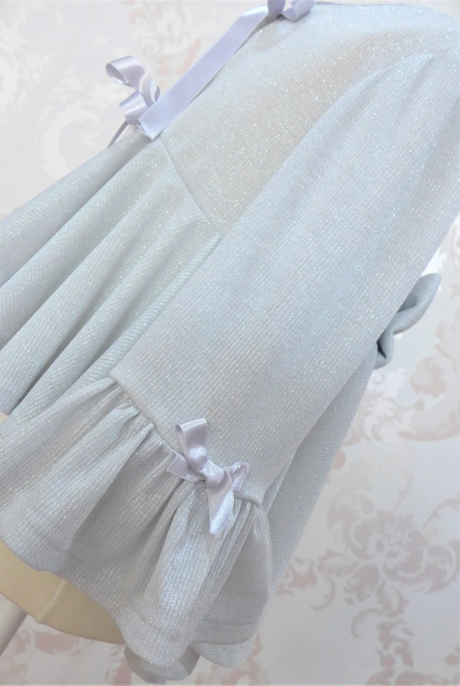 Chaqueta punto gris lurex con lazo - PARDALETS