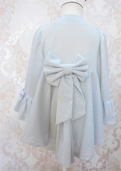 Chaqueta punto gris lurex con lazo - PARDALETS