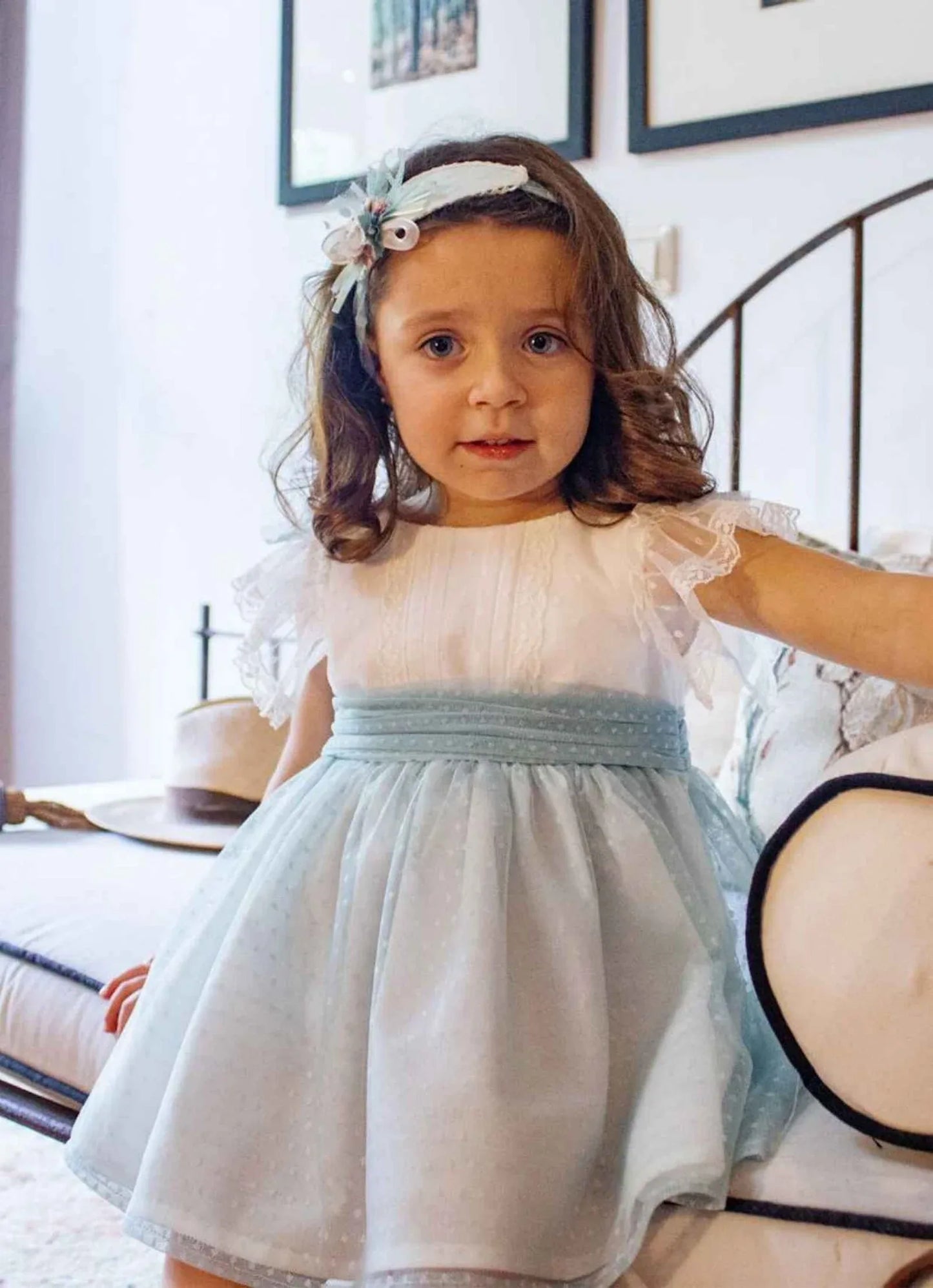 Vestido tul de plumeti verde "Sofia" - PARDALETS