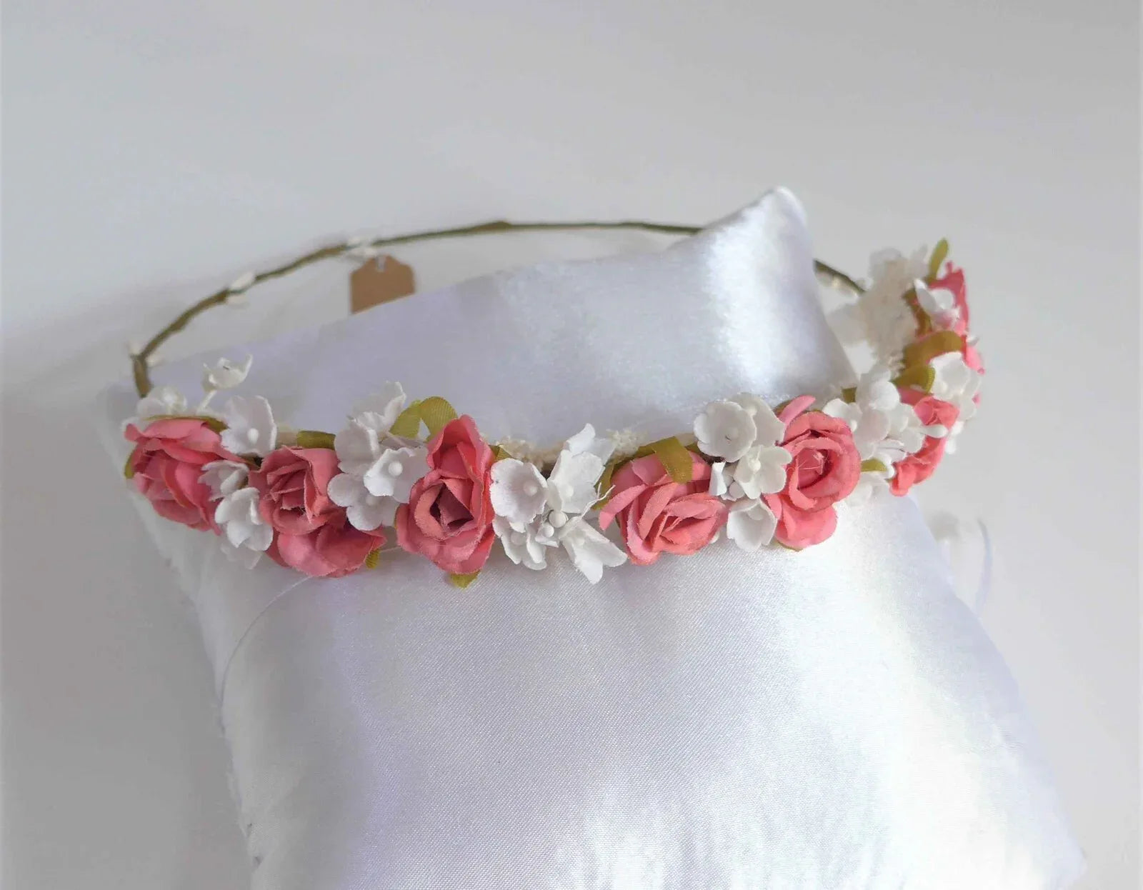 Corona flores rosas y blancas - PARDALETS