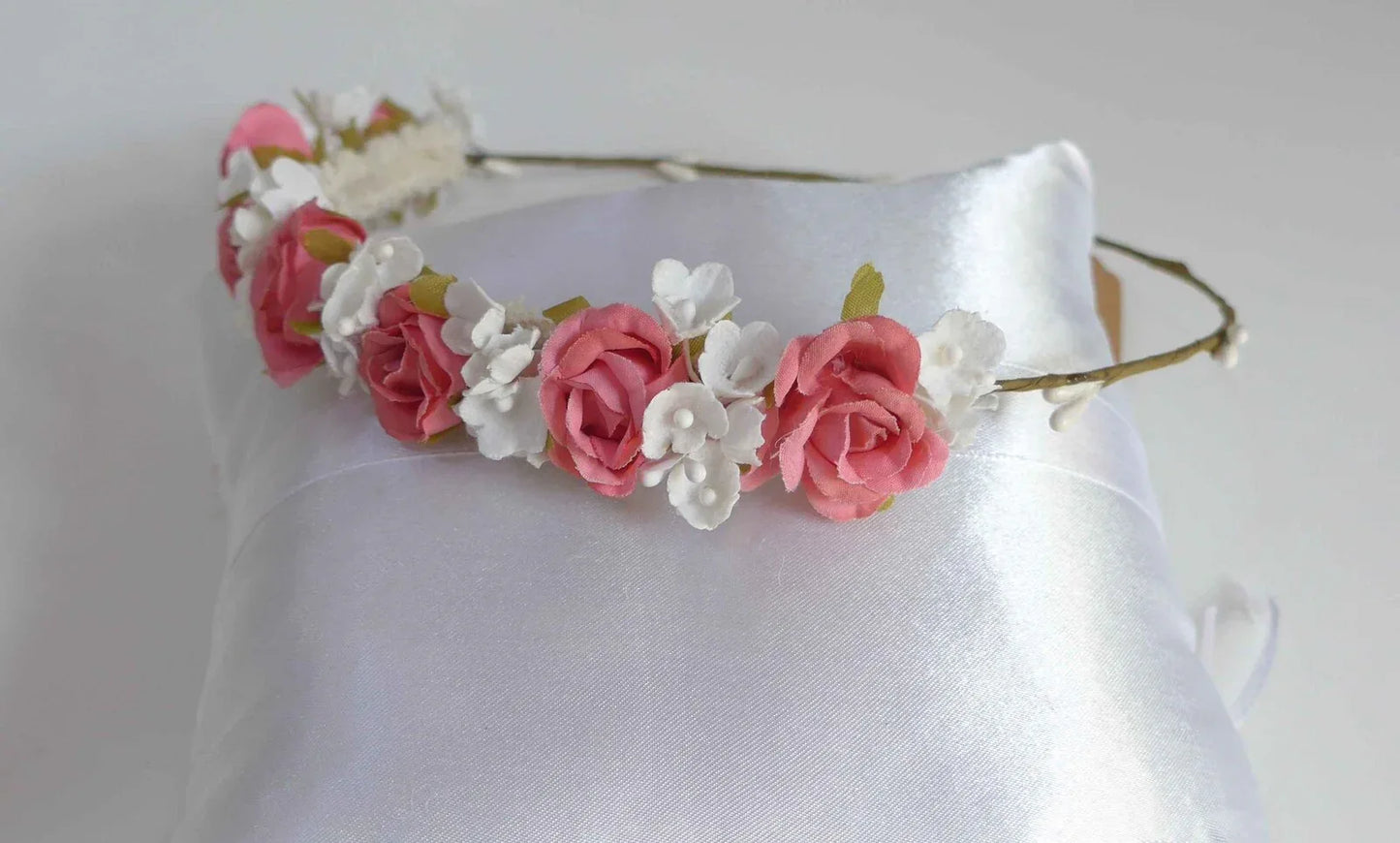 Corona flores rosas y blancas - PARDALETS