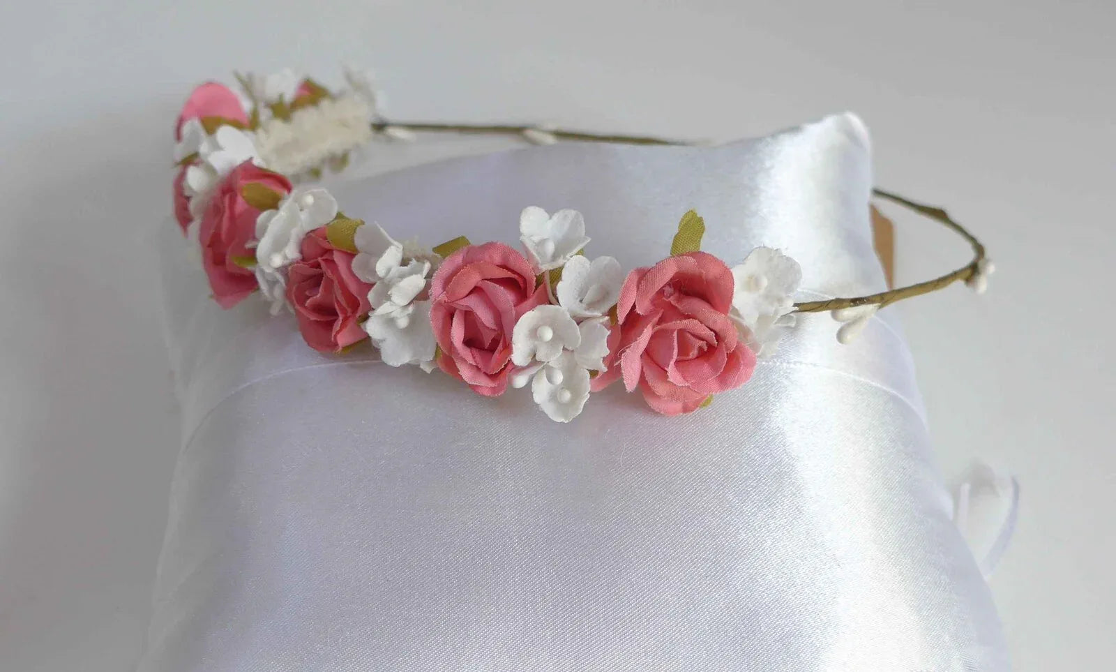 Corona flores rosas y blancas - PARDALETS