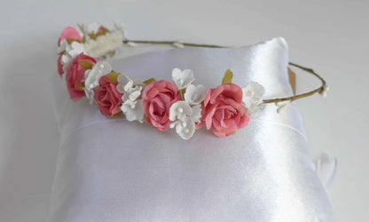 Corona flores rosas y blancas - PARDALETS