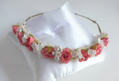 Corona flores rosas y blancas - PARDALETS