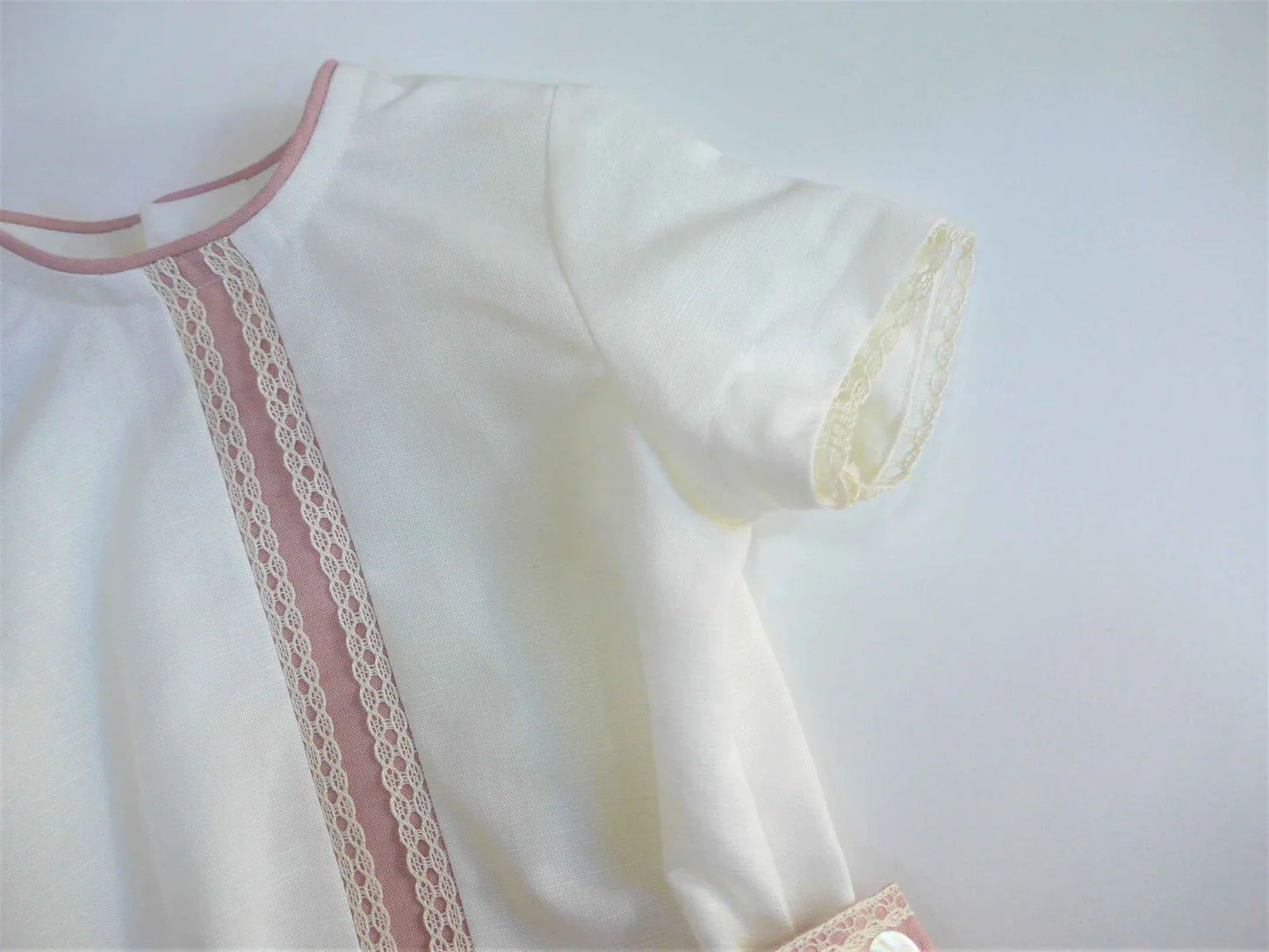 Conjunto camisa beig y bombacho lino rosa empolvado - PARDALETS