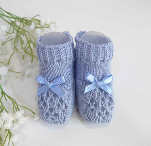 Patucos algodon azul empolvado