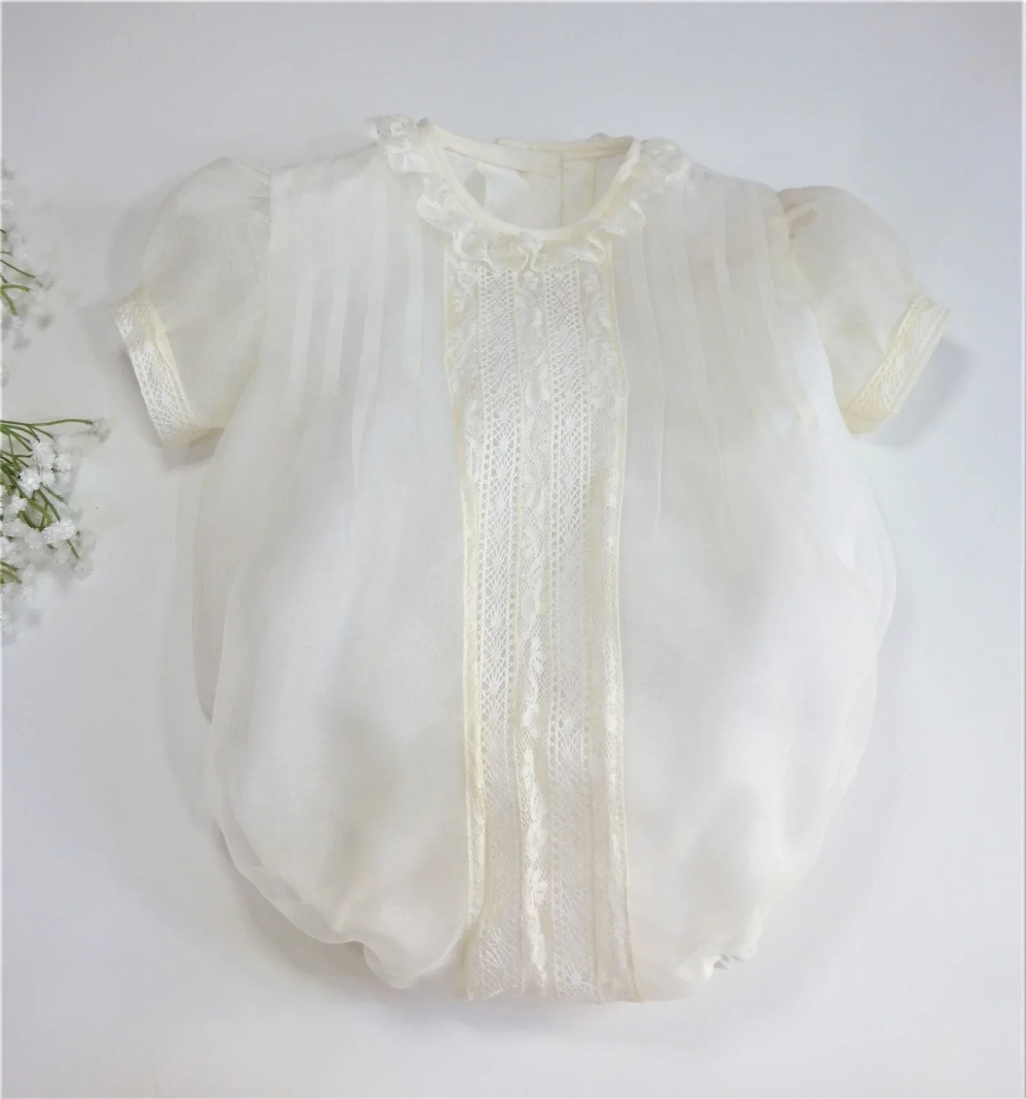 Pelele organza beig con puntilla - PARDALETS