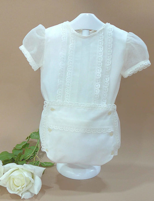 Conjunto camisa organza beig y braguita - PARDALETS