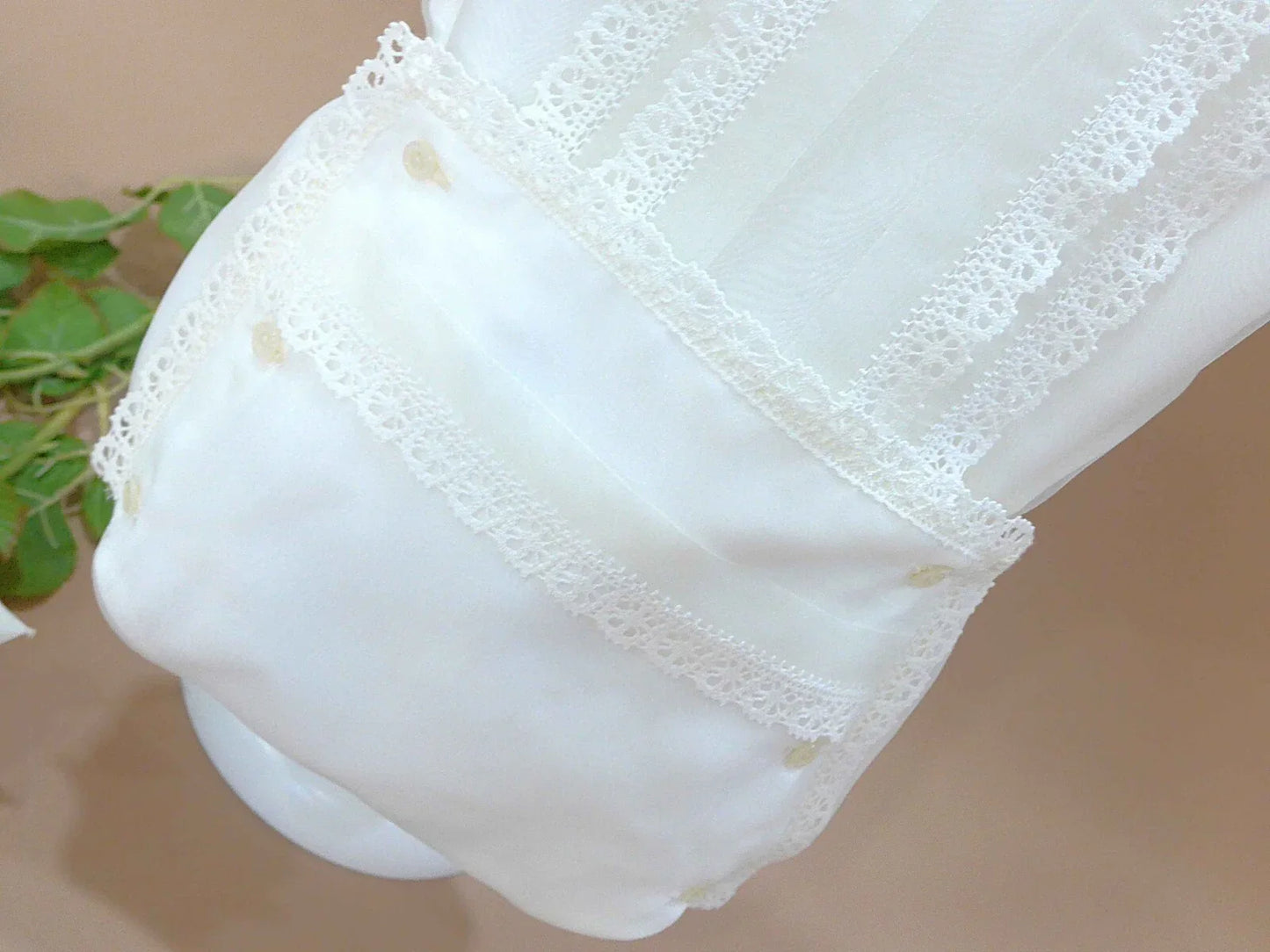 Conjunto camisa organza beig y braguita - PARDALETS