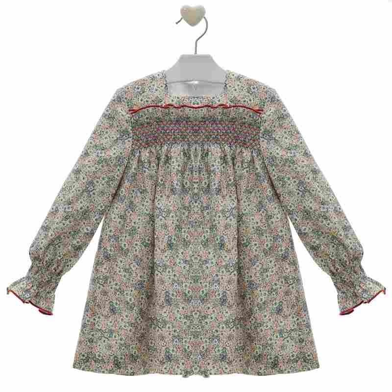 Vestido florecitas con nido abeja "Shangai" - PARDALETS