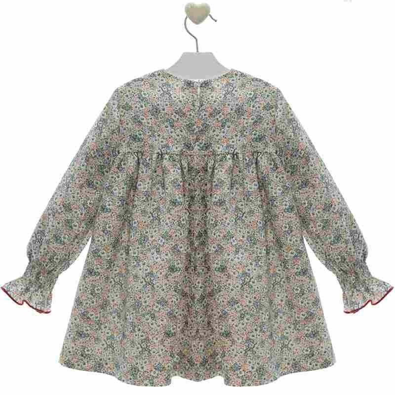 Vestido florecitas con nido abeja "Shangai" - PARDALETS