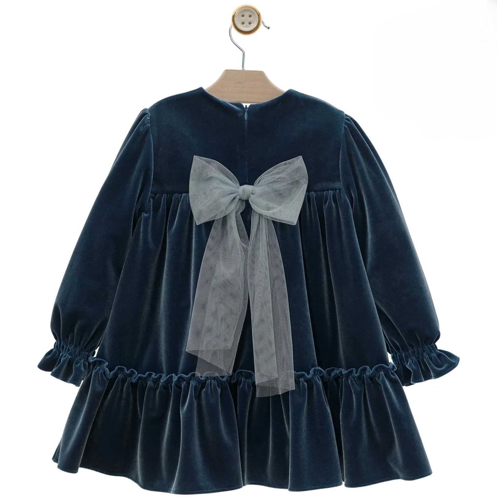 Vestido terciopelo azul porcelana "Lienzo" - PARDALETS