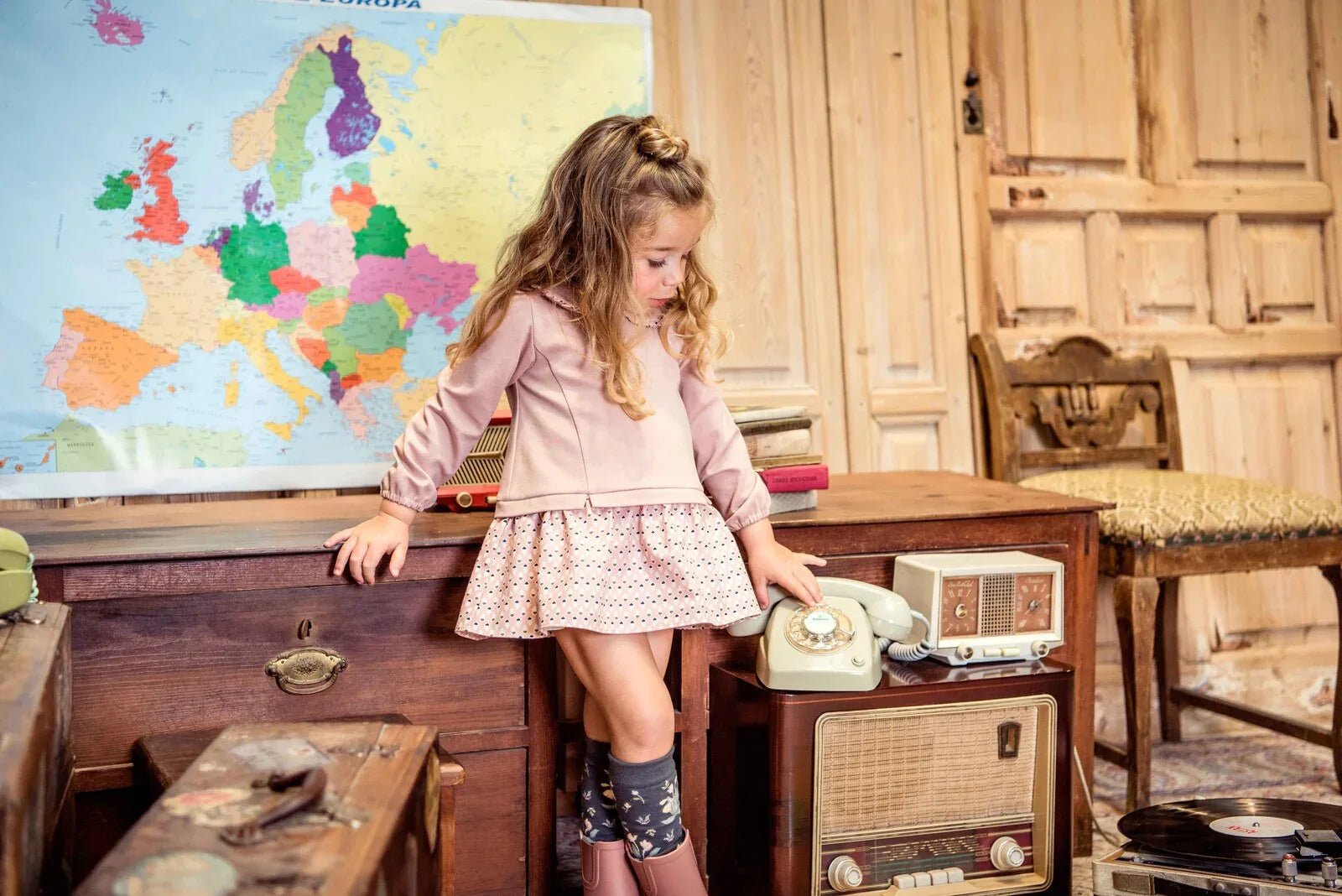 Vestido punto rosa maquillaje "Collage" - PARDALETS