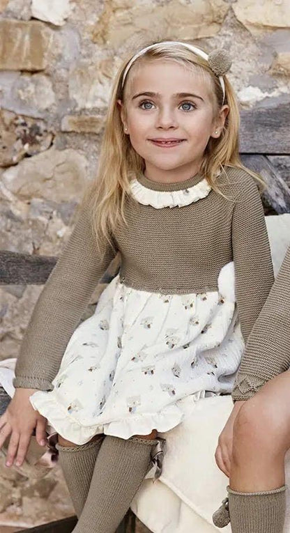 Vestido tostado buhitos con capota - PARDALETS