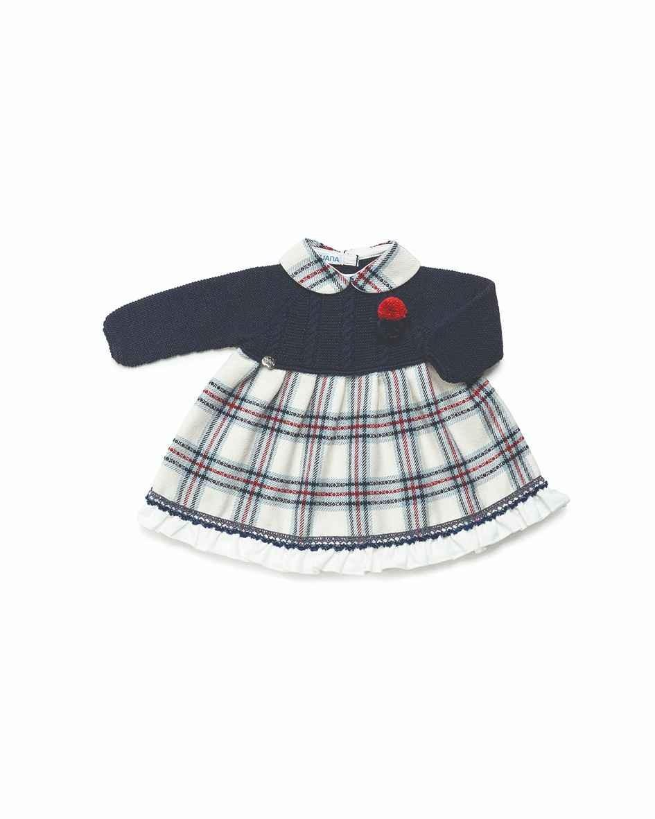 Vestido marino con falda cuadros - PARDALETS