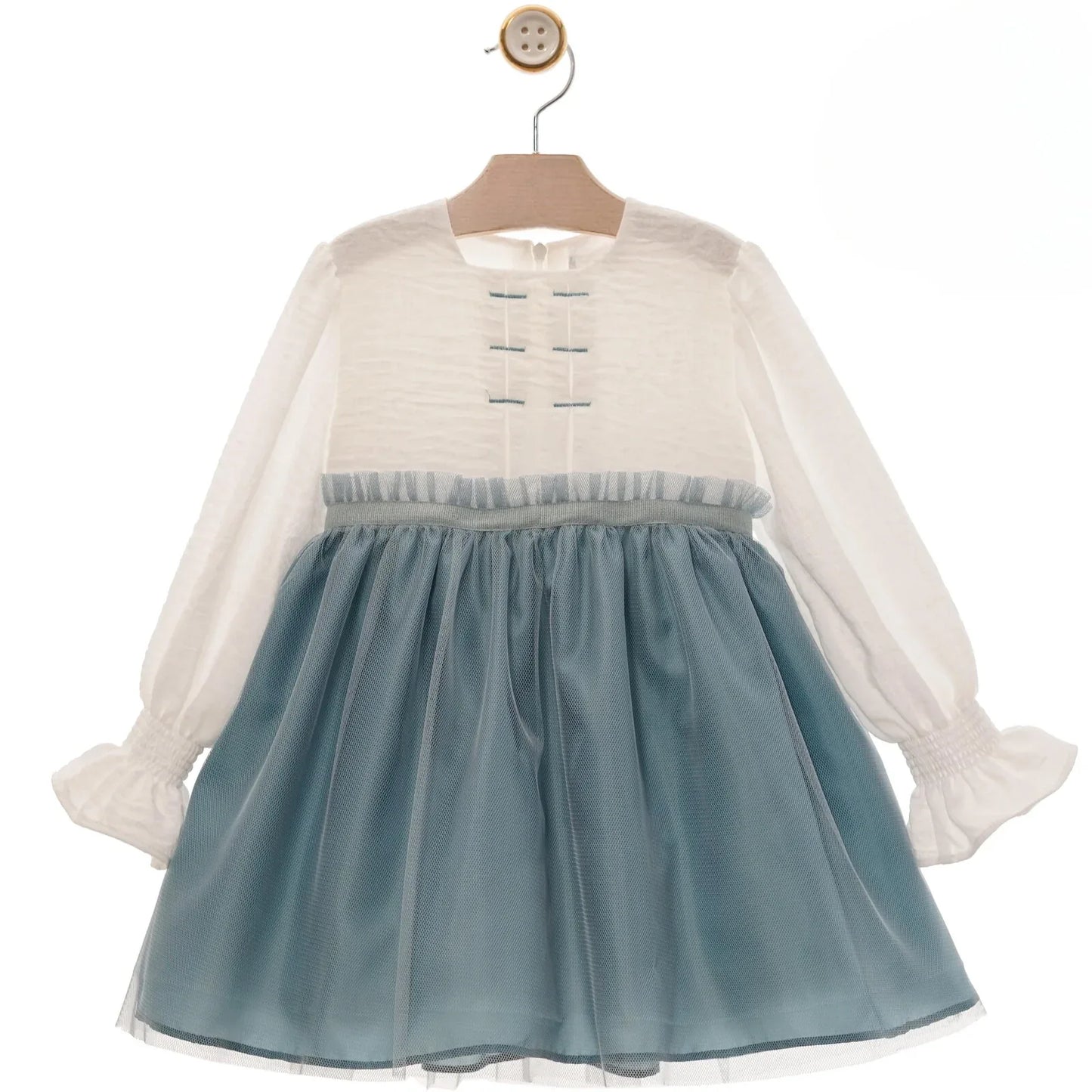 Vestido blanco y azul porcelana "Lienzo" - PARDALETS