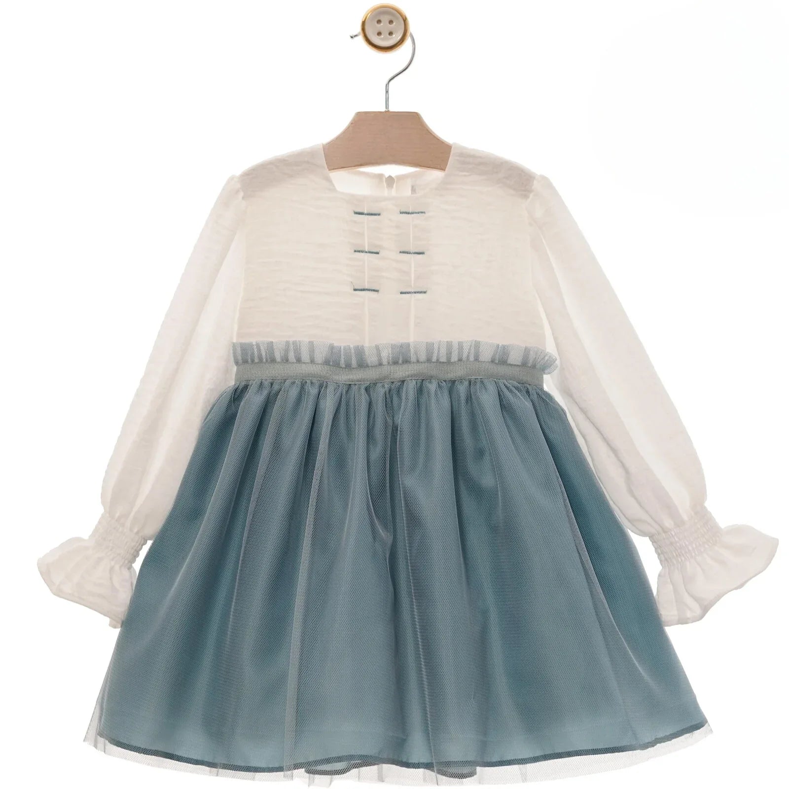 Vestido blanco y azul porcelana "Lienzo" - PARDALETS