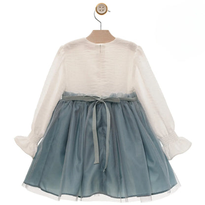 Vestido blanco y azul porcelana "Lienzo" - PARDALETS