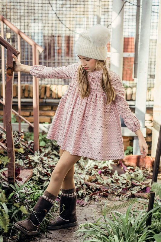 Vestido rosa empolvado "Collage" - PARDALETS