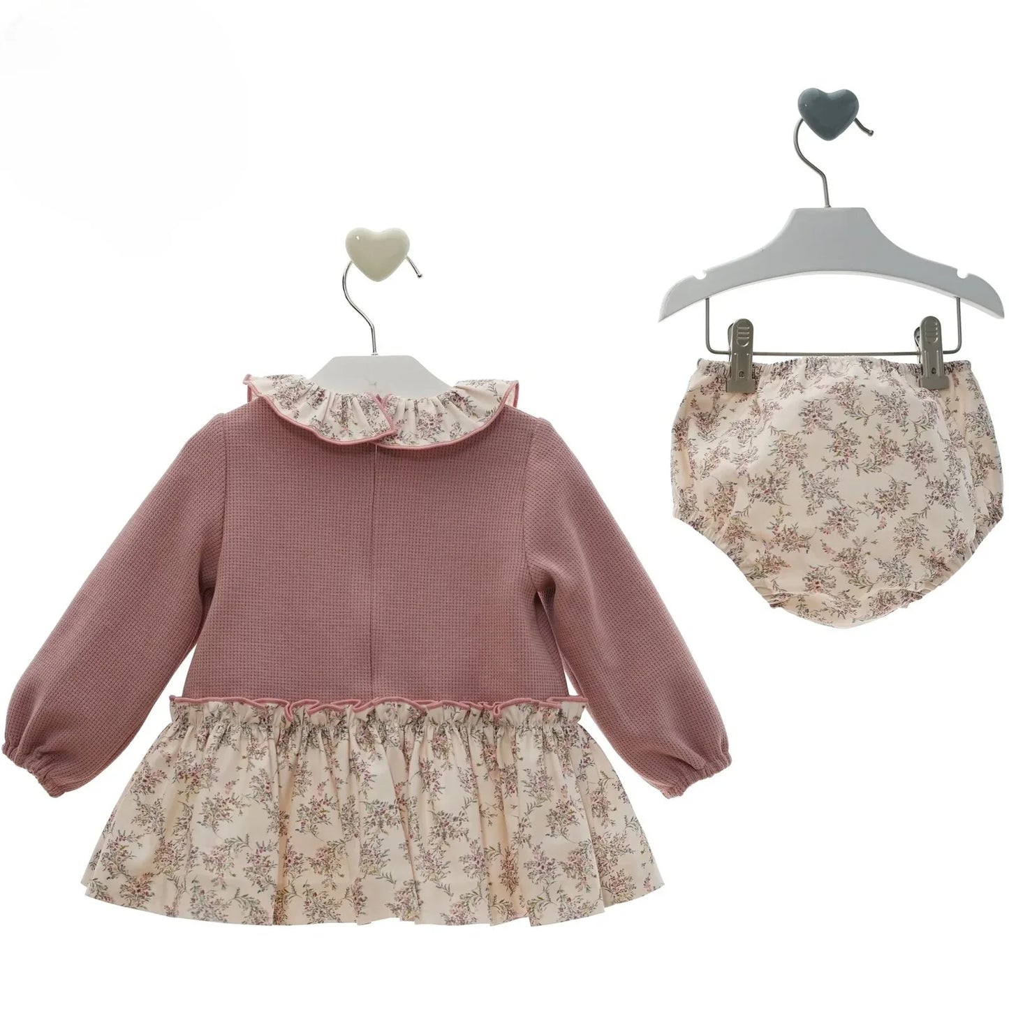 Vestido rosa empolvado y estampado florecitas "Kioto" - PARDALETS