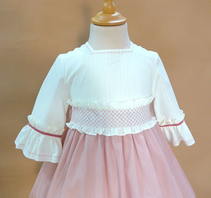 Vestido beig y falda tul rosa maquillaje "Manila" - PARDALETS