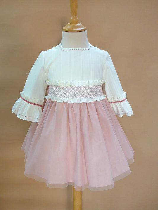 Vestido beig y falda tul rosa maquillaje "Manila" - PARDALETS