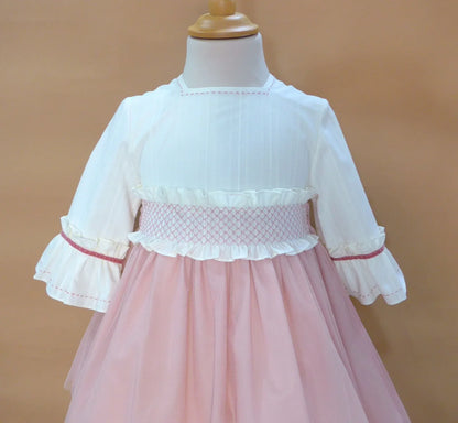 Vestido beig y falda tul rosa maquillaje "Manila" - PARDALETS