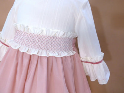 Vestido beig y falda tul rosa maquillaje "Manila" - PARDALETS