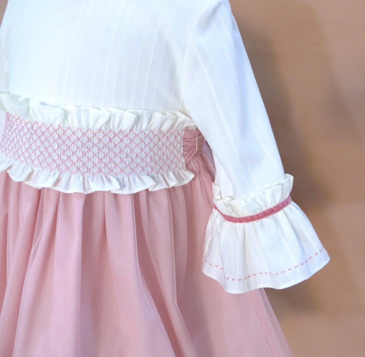 Vestido beig y falda tul rosa maquillaje "Manila" - PARDALETS