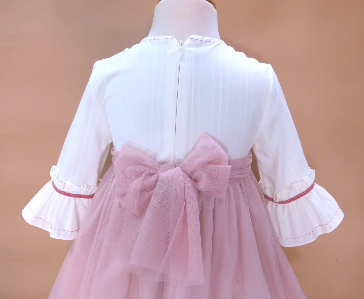 Vestido beig y falda tul rosa maquillaje "Manila" - PARDALETS