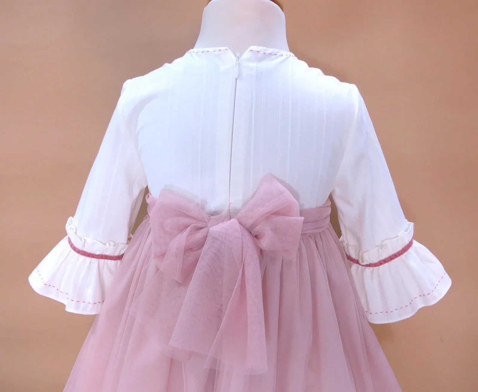 Vestido beig y falda tul rosa maquillaje "Manila" - PARDALETS