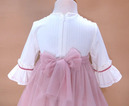 Vestido beig y falda tul rosa maquillaje "Manila" - PARDALETS