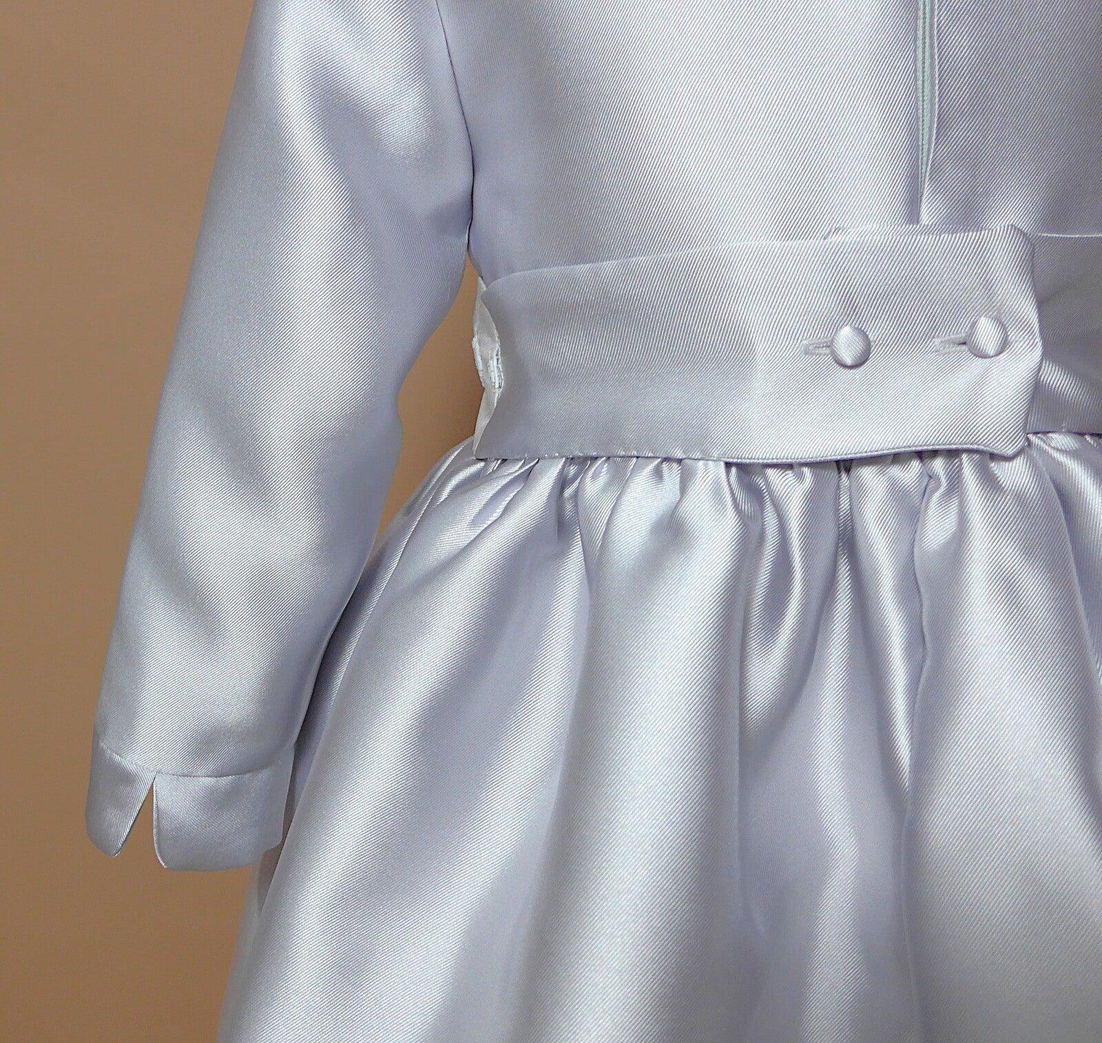 Vestido mikado gris perla y fajin - PARDALETS