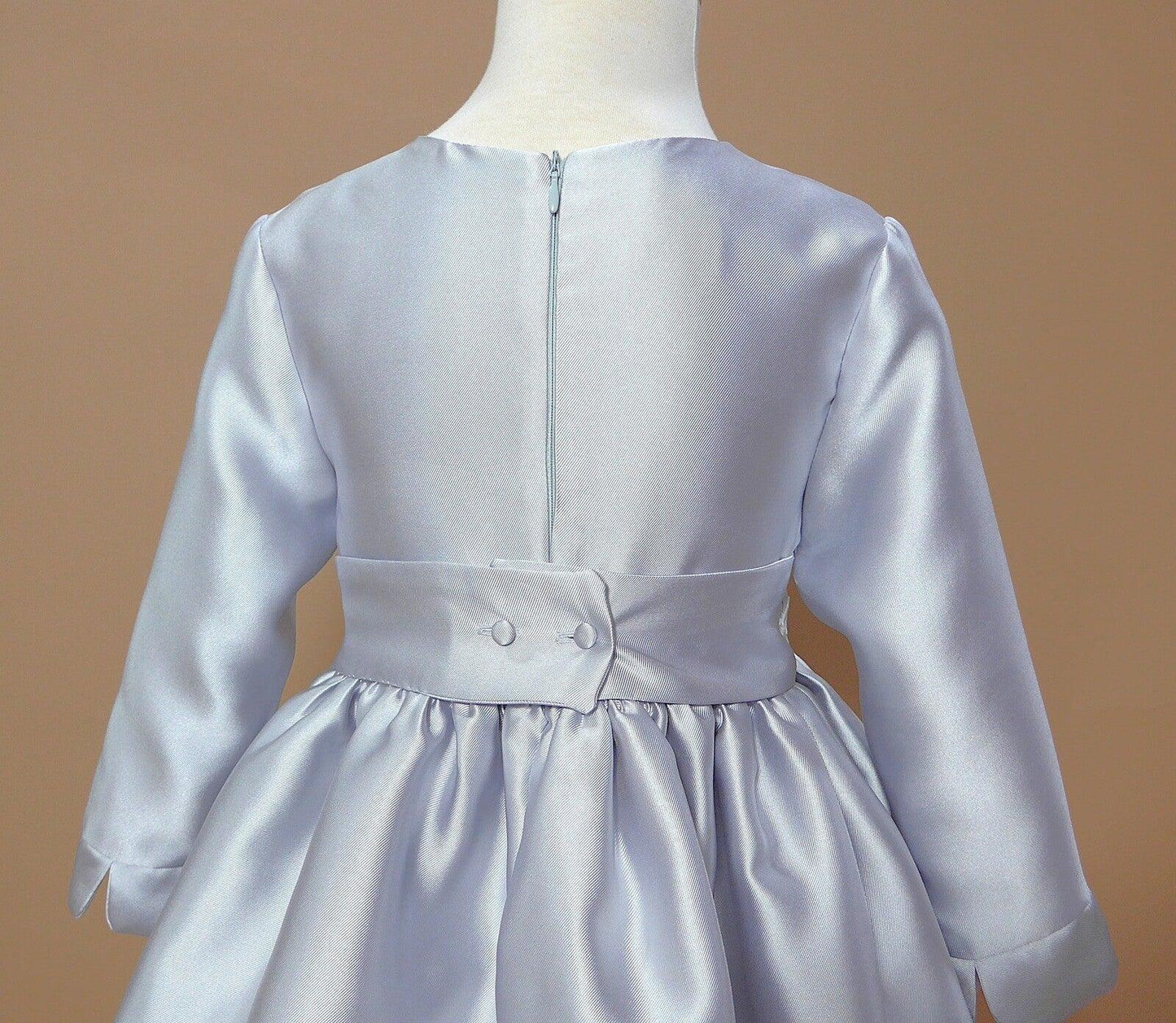 Vestido mikado gris perla y fajin - PARDALETS