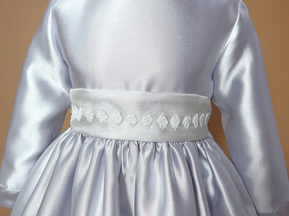 Vestido mikado gris perla y fajin - PARDALETS