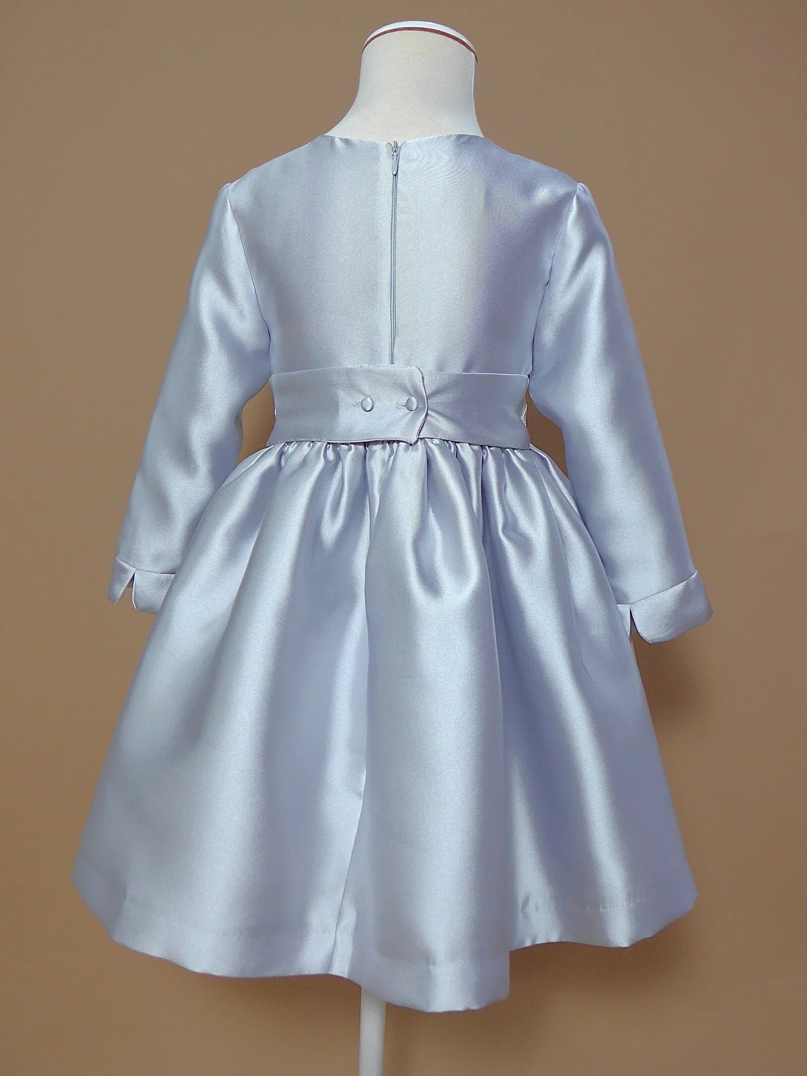 Vestido mikado gris perla y fajin - PARDALETS